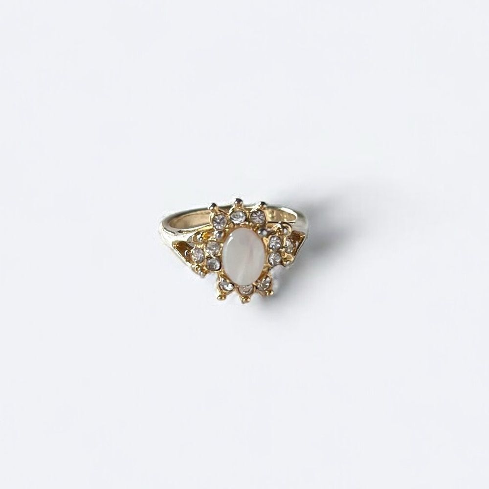 Opal & Rhinestone Gold Cocktail Ring - Picture 2 of 5